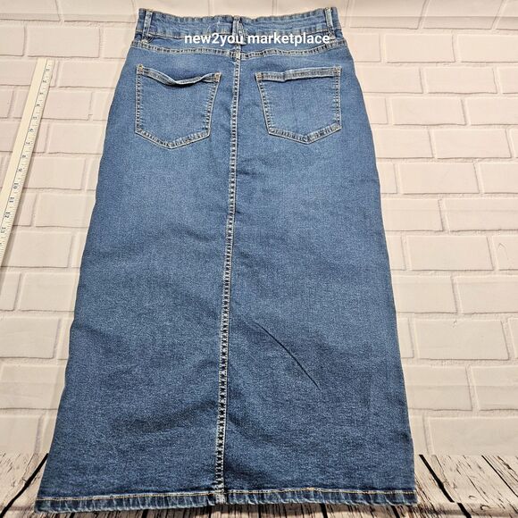 Serra Women' Denim Skirt Maxi Front Slit Sz Small Light Wash NWT - Picture 3 of 6